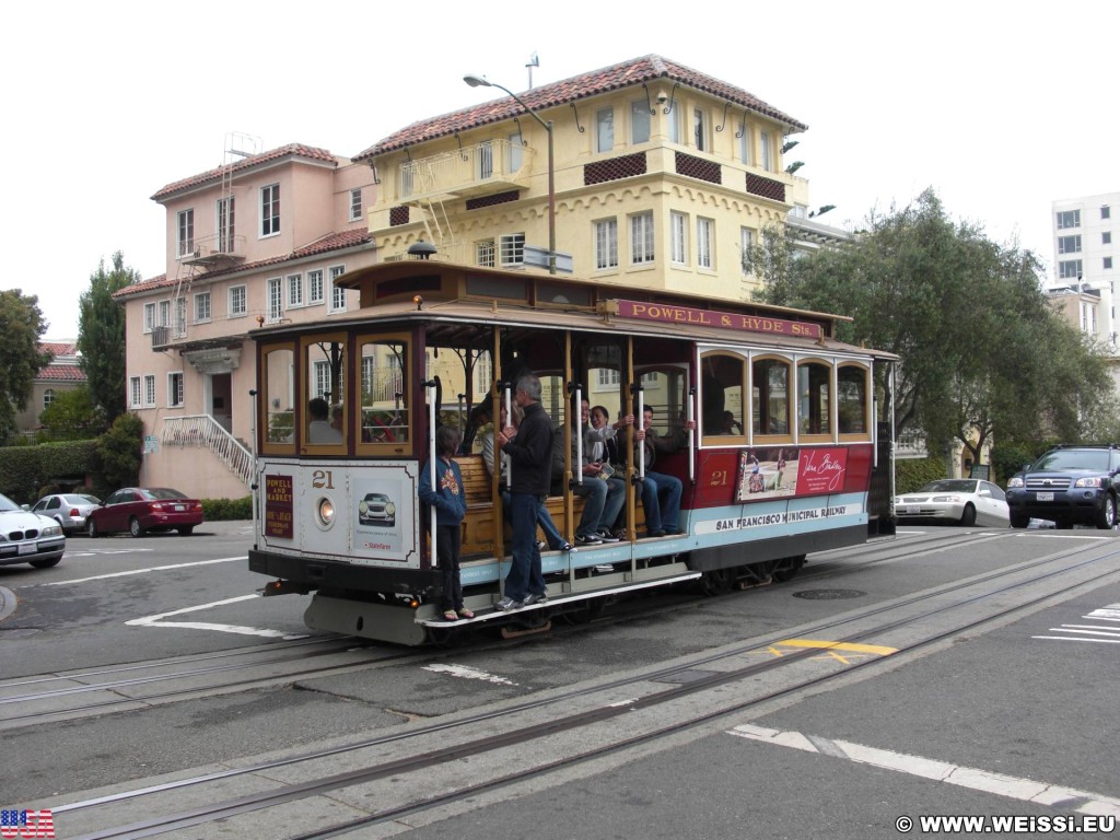 San Francisco. - Westküste, Cable Car, Cablecar, San Francisco - (Russian Hill, San Francisco, California, Vereinigte Staaten)