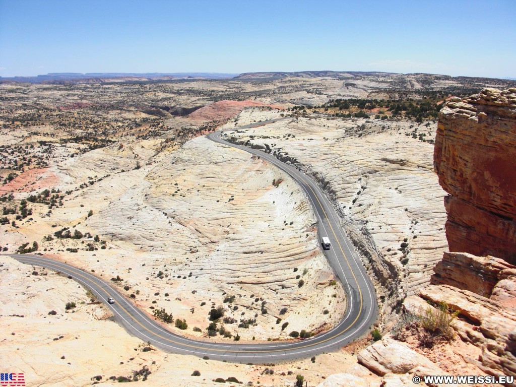 Highway 12 - Scenic Byway. - Strasse, Landschaft, Aussichtspunkt, Grand Staircase Escalante National Monument, Highway 12, Head of the Rocks Overlook - (Escalante, Utah, Vereinigte Staaten)