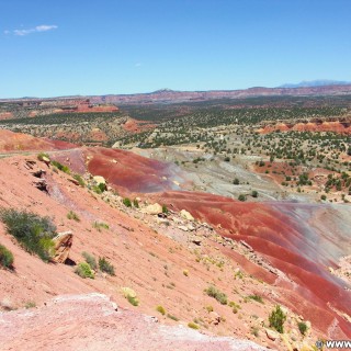 Burr Trail. Burr Trail Scenic Backway. - Landschaft, Aussichtspunkt, Sandstein, Sandsteinformationen, Grand Staircase Escalante National Monument, Scenic Backway, Burr Trail, Bentonite Hills, Long Canyon Overlook - (Boulder Town, Boulder, Utah, Vereinigte Staaten)