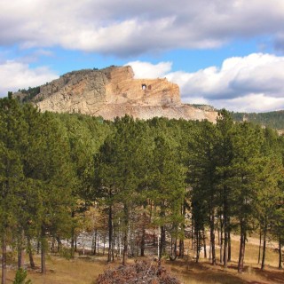 Crazy Horse Memorial. - Bäume, Felsformation, Berg, Felswand, Skulptur, Gesicht, Black Hills, Granit, Berne, Crazy Horse Memorial, Custer, Crazy Horse, Thunderhead Mountain, Korczak Ziolkowski - (Berne, Custer, South Dakota, Vereinigte Staaten)