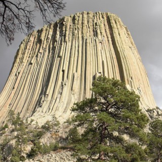 Devils Tower National Monument. Tower Trail - Devils Tower National Monument. - Sehenswürdigkeit, Berg, Monolith, Devils Tower, Devils Tower National Monument, Wyoming, Attraktion, Teufelsturm, Vulkangestein, Tower Trail - (Devils Tower, Wyoming, Vereinigte Staaten)