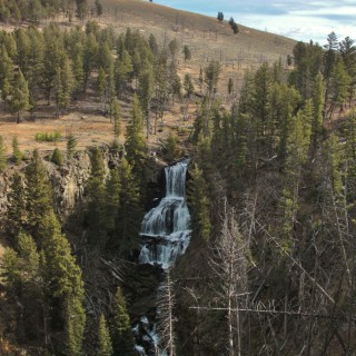 Yellowstone-Nationalpark. Undine Falls - Yellowstone-Nationalpark. - Bäume, Wasserfall, Wasser, Mammoth Hot Springs, Undine Falls - (Mammoth, Yellowstone National Park, Wyoming, Vereinigte Staaten)