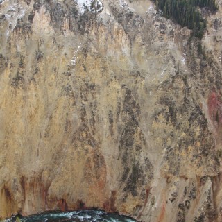 Yellowstone-Nationalpark. Grand Canyon of the Yellowstone, Blick in den Canyon vom Lookout Point am North Rim - Yellowstone-Nationalpark. - Felswand, Fluss, Canyon, Yellowstone River, Lookout Point, Canyon Village, Grand Canyon of the Yellowstone - (Canyon Village, Yellowstone National Park, Wyoming, Vereinigte Staaten)